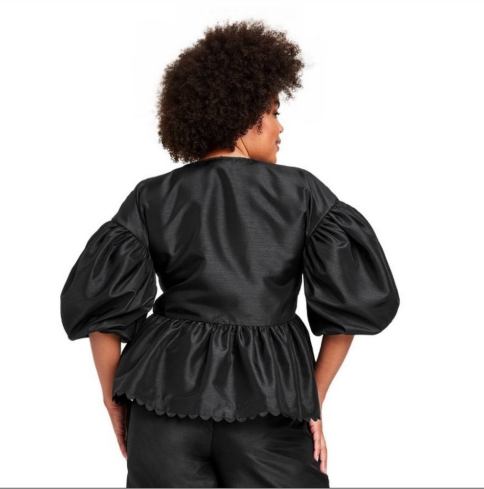 Kika Vargas for Target Scalloped Hem Puff Sleeve Wrap Top - Picture 4 of 16